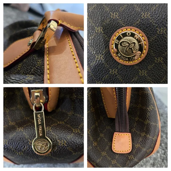 Rioni leather and coated canvas shoulder satchel, EUC - Picture 4 of 16